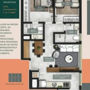 Apartamento com 63m², 2 dormitórios, 1 suíte, 1 vaga, Cristo Redentor em Porto Alegre