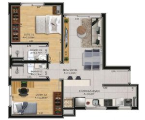 Apartamento com 69m², 2 dormitórios, 1 suíte, 1 vaga, Higienópolis em Porto Alegre